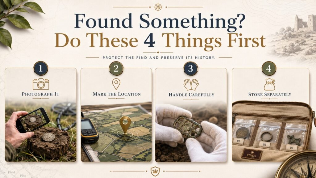 Steps to take immediately after finding an object while metal detecting in the UK Steps to take immediately after finding an object while metal detecting in the UK