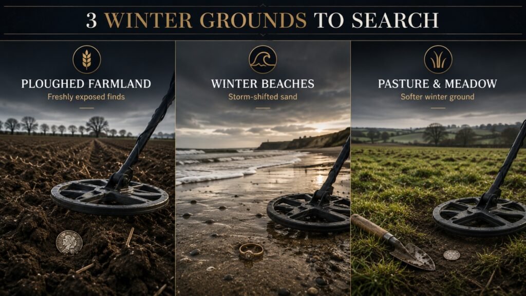 3 winter grounds to search Best winter metal detecting locations including farmland, beaches and pasture