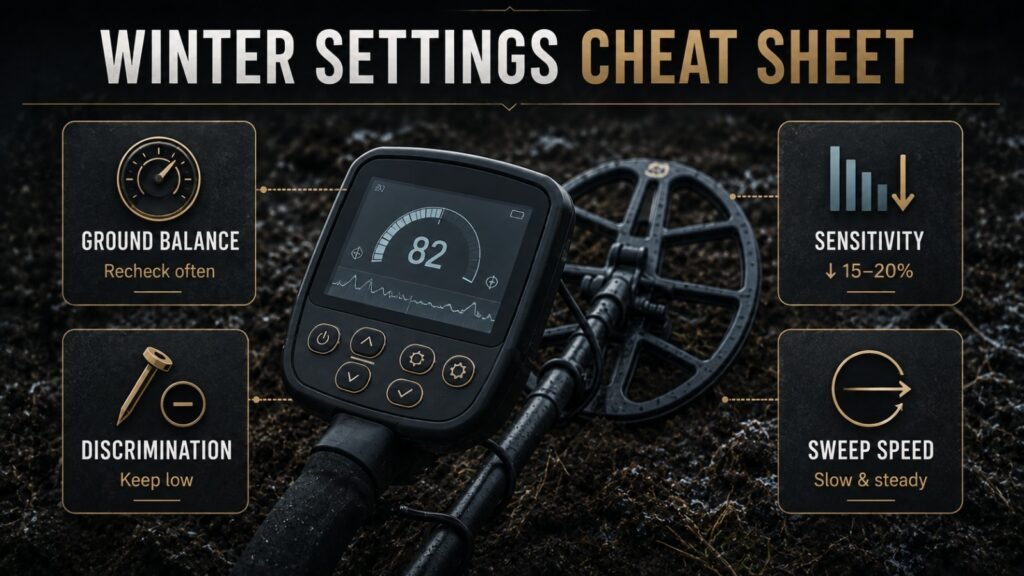 Recommended metal detector settings for winter UK conditions